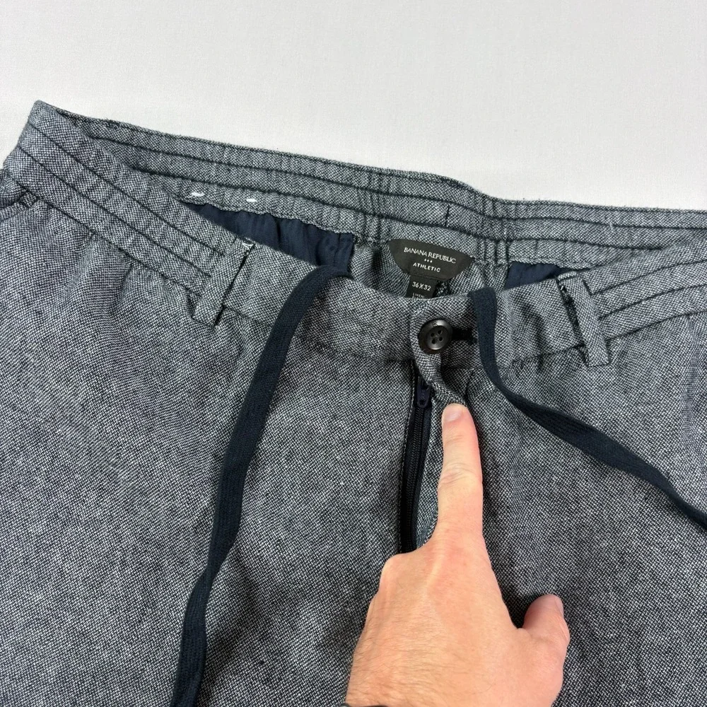 Banana Republic Linen Pants Mens 36x29 Blue Chino Athletic Fit Stretch Beach